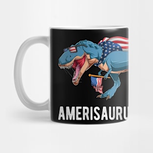 T Rex Dinosaur American Flag 4th Of July Gift For Kids Boys Mug